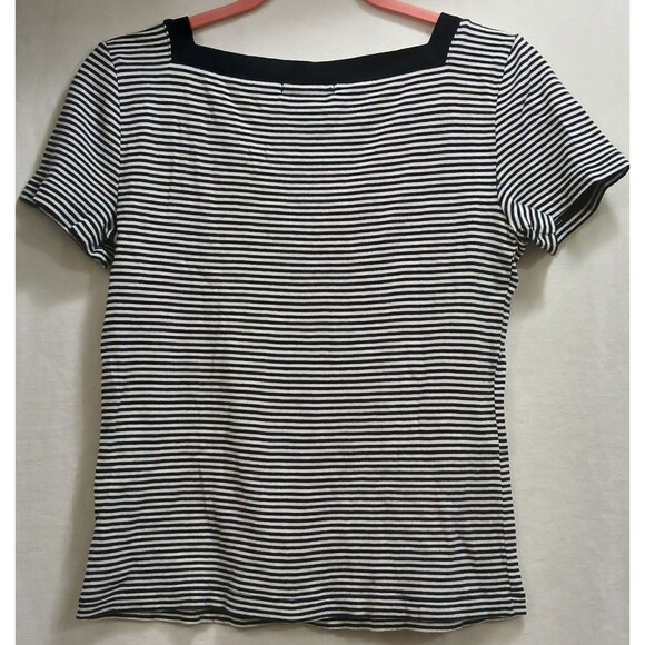 Chaps Women's Small Striped Square Neck Top Y2K Grunge Preppy 100% Cotton EUC - Picture 2 of 4